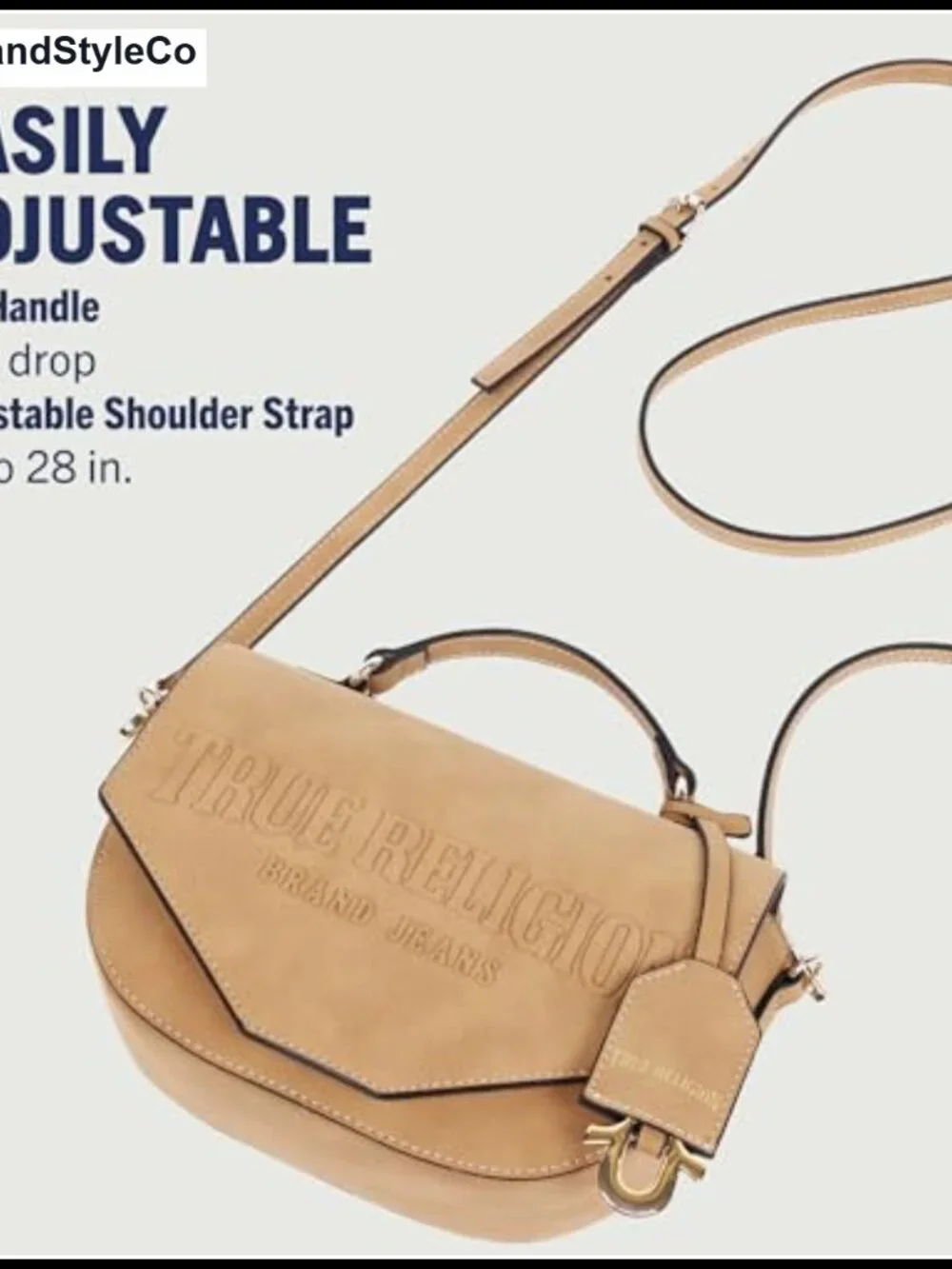 True Religion Crossbody Bag Faux Suede Gold Hardware